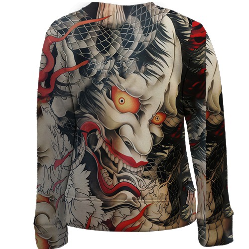 Детский 3D свитшот Самурай Oni - Yakuza (вид сзади)