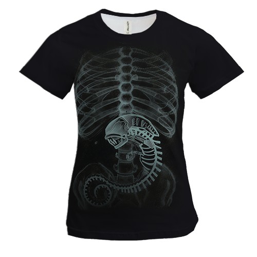 Жіноча 3D футболка Чужий на рентгені (вид спереду)