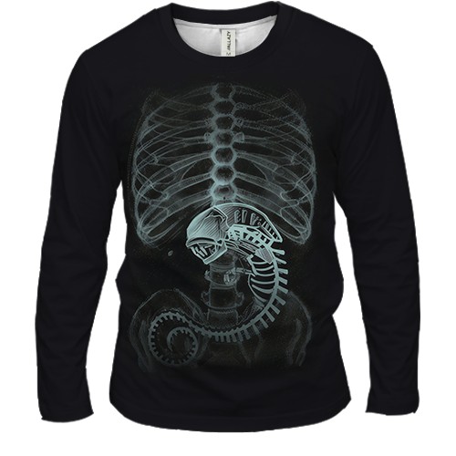 Чоловічий 3D лонгслів Чужий на рентгені (вид спереду)