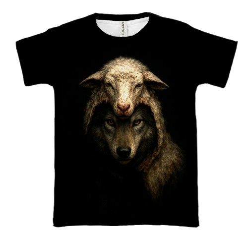 3D футболка Вовк у овечій шкурі (вид спереду)