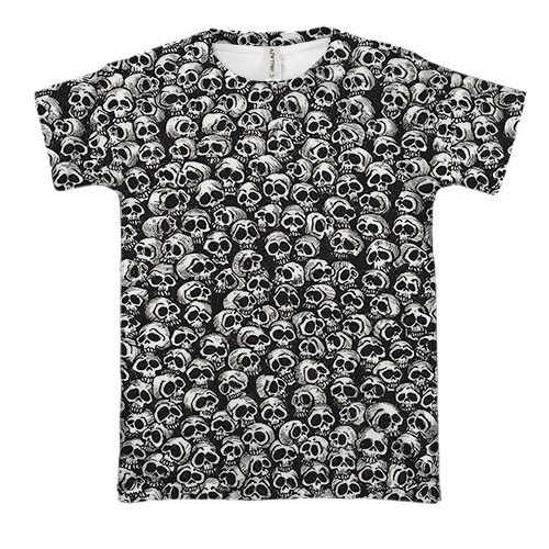 3D футболка Черепа, патерн (вид спереду)