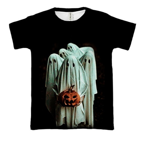 3D футболка Привидение с тыквами (вид спереди)
