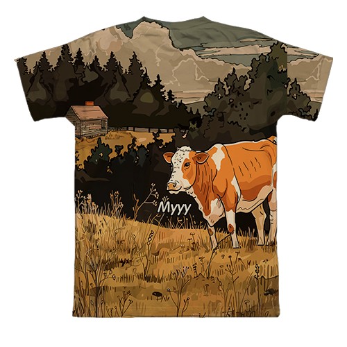 3D футболка Корова та привид (вид ззаду)