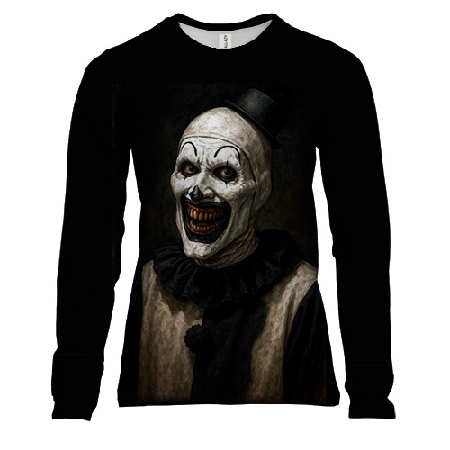 Женский 3D лонгслив Клоун Арт (вид спереди)