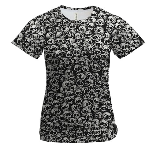 Жіноча 3D футболка Черепа, патерн (вид спереду)