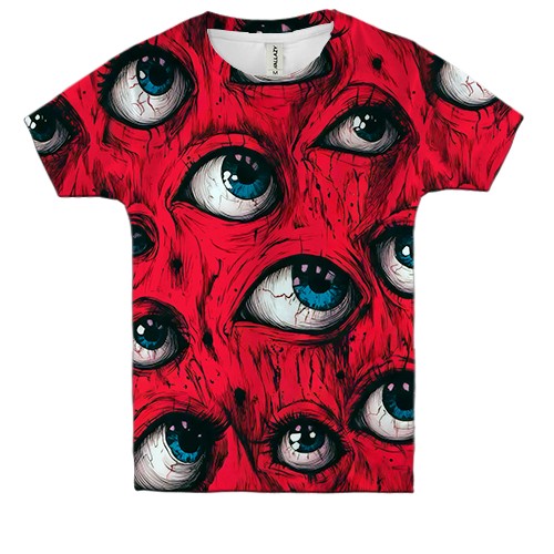 Дитяча 3D футболка Жахливі очі (вид спереду)