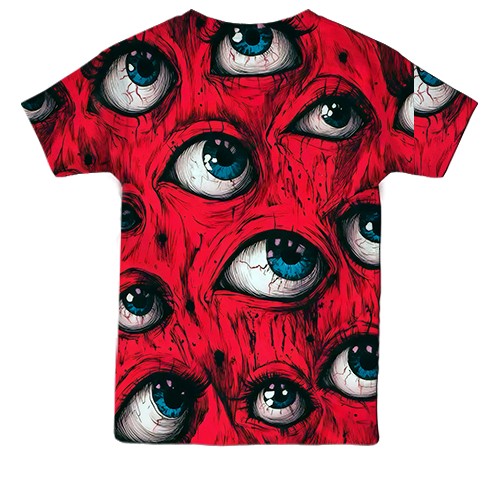 Дитяча 3D футболка Жахливі очі (вид ззаду)