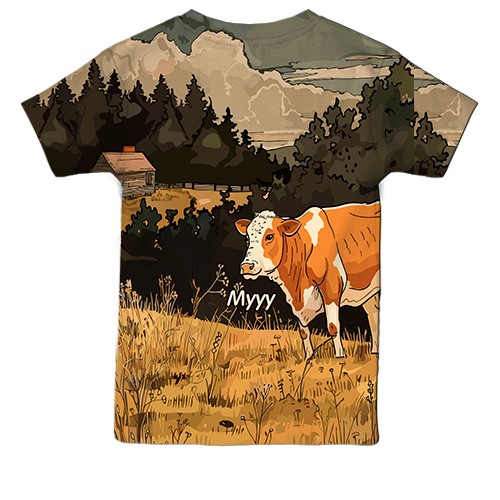 Дитяча 3D футболка Корова та привид (вид ззаду)