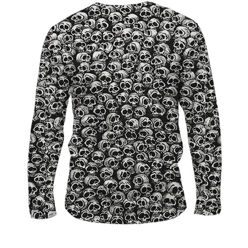 Чоловічий 3D лонгслів Черепа, патерн (вид ззаду)