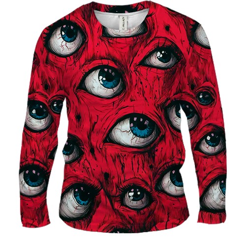 Чоловічий 3D лонгслів Жахливі очі (вид спереду)