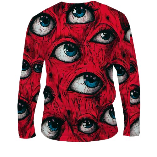 Чоловічий 3D лонгслів Жахливі очі (вид ззаду)