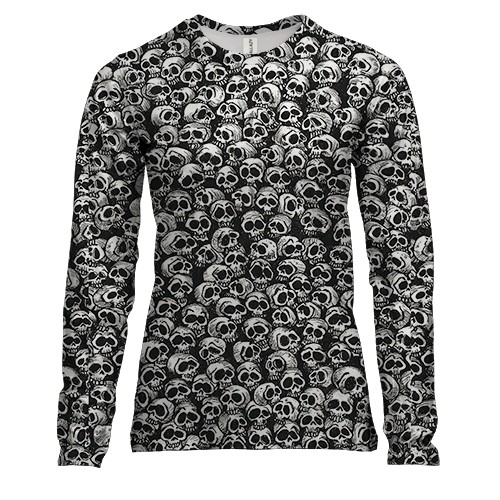 Жіночий 3D лонгслів Черепа, патерн (вид спереду)