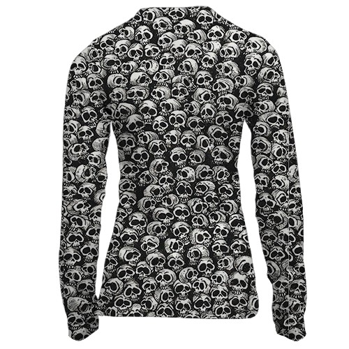 Жіночий 3D лонгслів Черепа, патерн (вид ззаду)