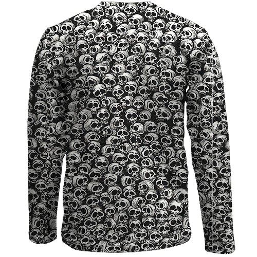 Детский 3D лонгслив Черепа, паттерн (вид сзади)