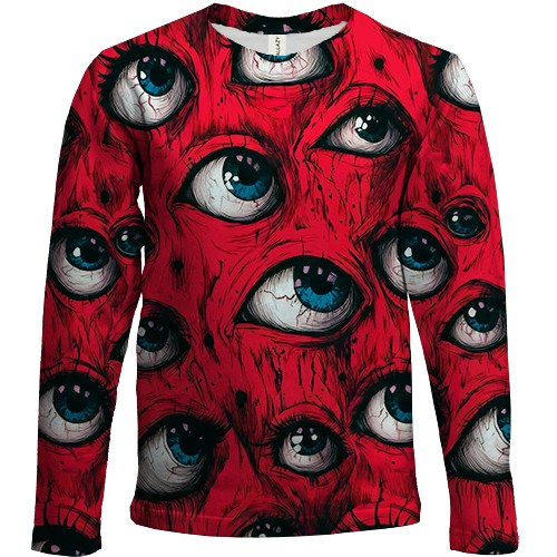 Дитячий 3D лонгслів Жахливі очі (вид спереду)