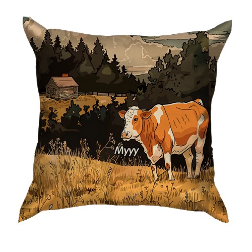 3D подушка Корова та привид (вид ззаду)