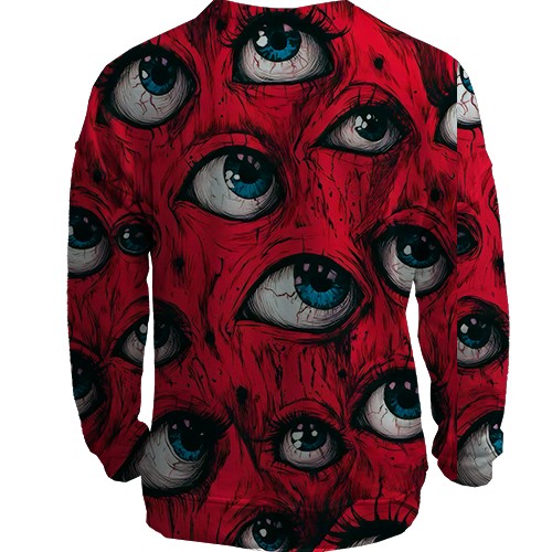 3D світшот Жахливі очі (вид ззаду)