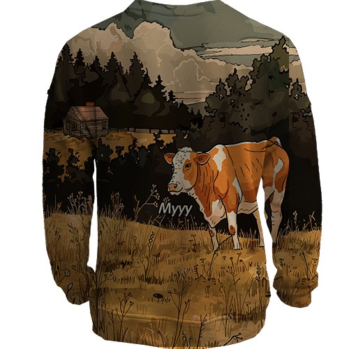 3D свитшот Корова и привидение (вид сзади)