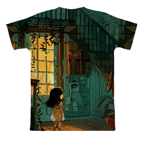 3D футболка Дом с привидением, Хэллоуин (вид сзади)