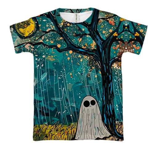 3D футболка Привид під дощем, Хелловін (вид спереду)