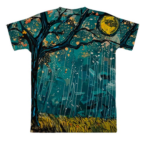 3D футболка Привид під дощем, Хелловін (вид ззаду)