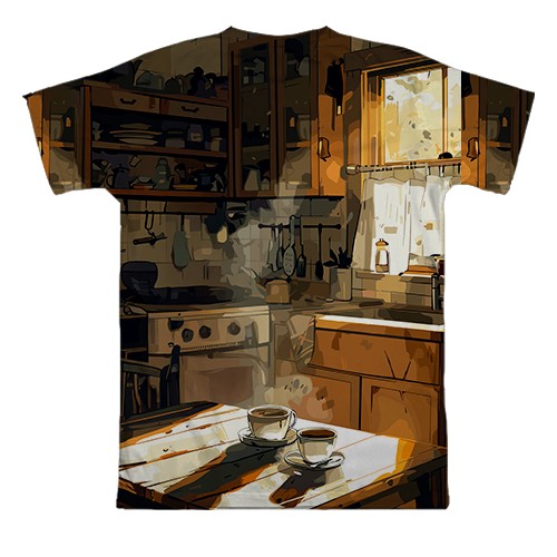 3D футболка Привид на кухні, Хелловін (вид ззаду)