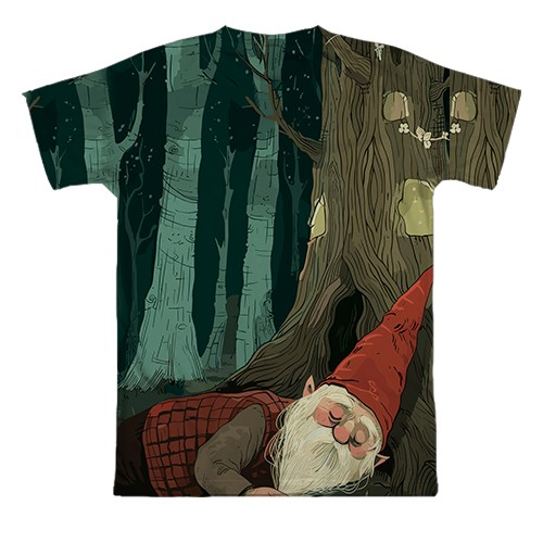 3D футболка Гном и призрак, Хэллоуин (вид сзади)