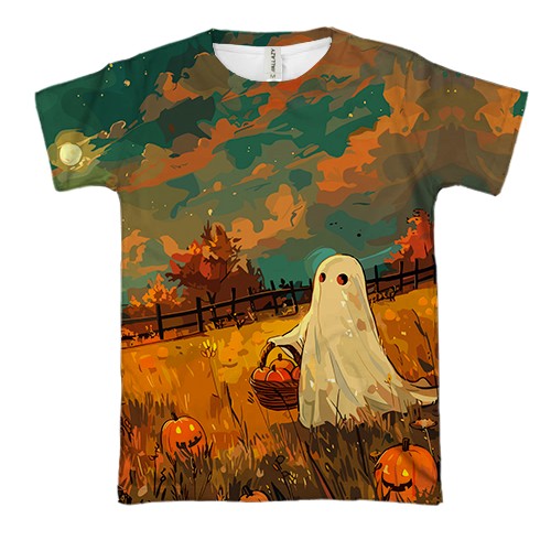 3D футболка Привид на полі, Хелловін (вид спереду)