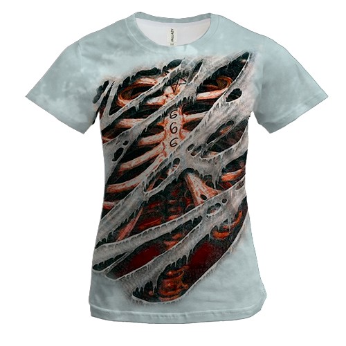 Жіноча 3D футболка Криваві ребра, 666 (вид спереду)