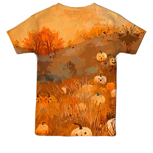 Дитяча 3D футболка Привид з гарбузами, Хелловін (вид ззаду)