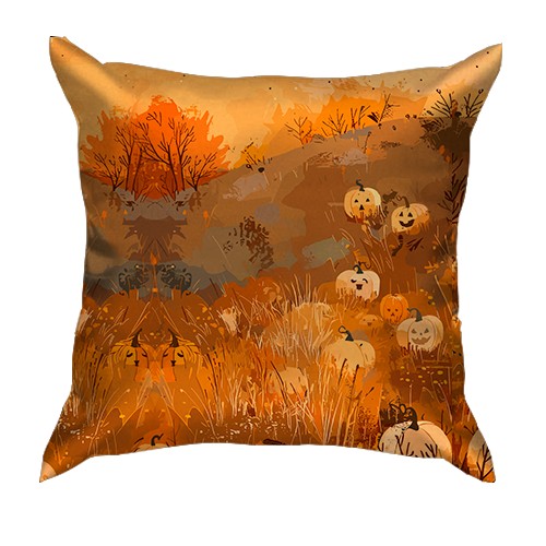3D подушка Призрак с тыквами, Хэллоуин (вид сзади)