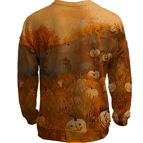 3D свитшот Призрак с тыквами, Хэллоуин (вид сзади)