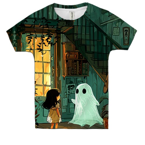 Дитяча 3D футболка Будинок із привидом, Хелловін (вид спереду)