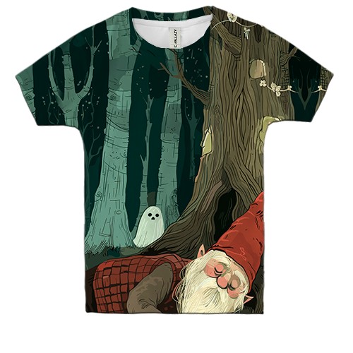 Дитяча 3D футболка Гном та привид, Хелловін (вид спереду)