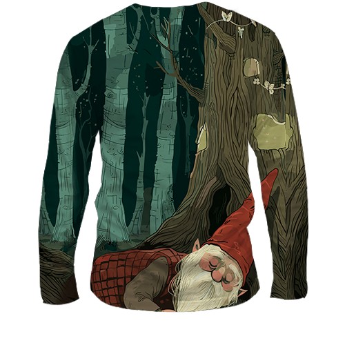 Чоловічий 3D лонгслів Гном та привид, Хелловін (вид ззаду)