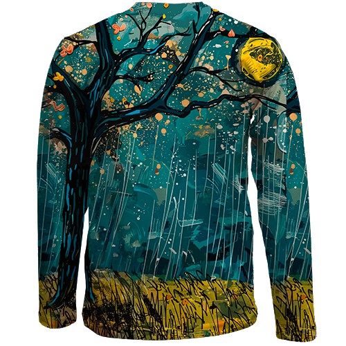 Дитячий 3D лонгслів Привид під дощем, Хелловін (вид ззаду)