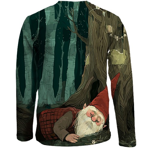 Дитячий 3D лонгслів Гном та привид, Хелловін (вид ззаду)