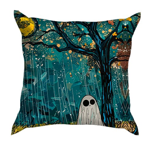 3D подушка Привид під дощем, Хелловін (вид спереду)