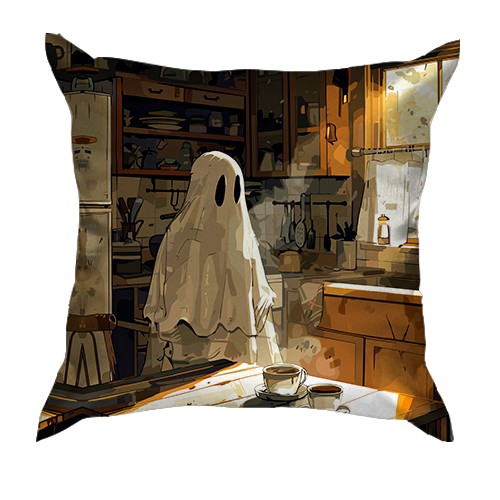 3D подушка Привид на кухні, Хелловін (вид спереду)