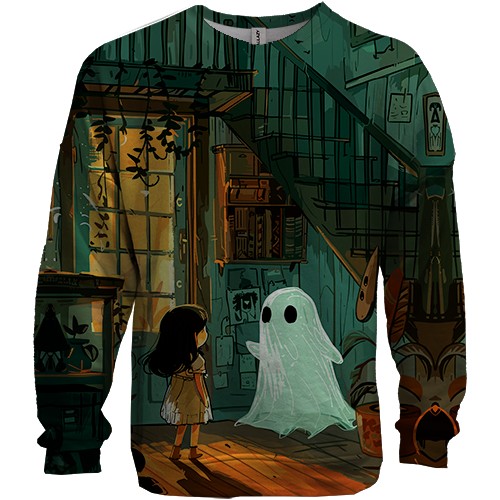 3D світшот Будинок із привидом, Хелловін (вид спереду)