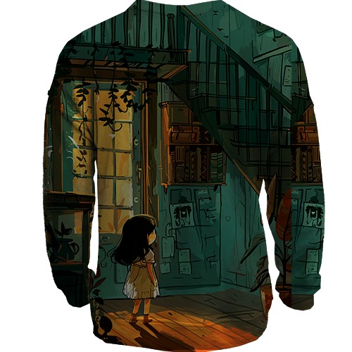 3D світшот Будинок із привидом, Хелловін (вид ззаду)