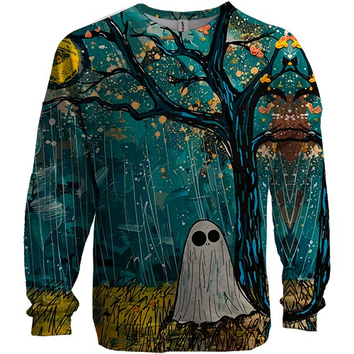 3D світшот Привид під дощем, Хелловін (вид спереду)