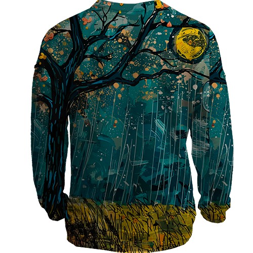 3D світшот Привид під дощем, Хелловін (вид ззаду)