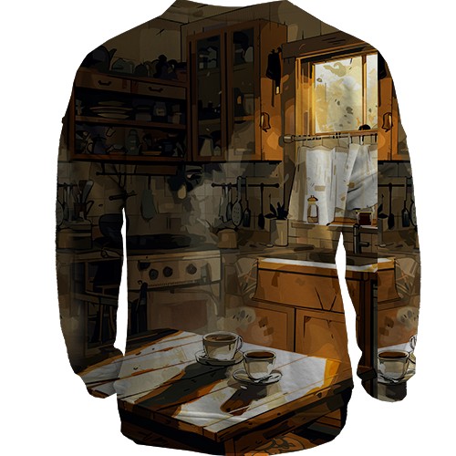 3D світшот Привид на кухні, Хелловін (вид ззаду)