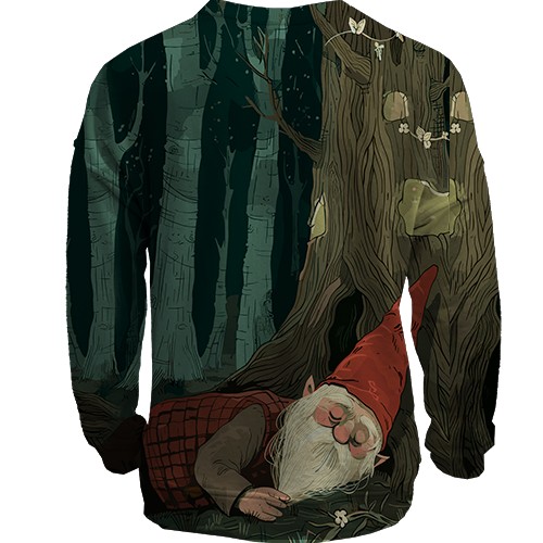 3D світшот Гном та привид, Хелловін (вид ззаду)