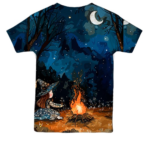 Дитяча 3D футболка Дівчинка та привид, Хелловін (вид ззаду)