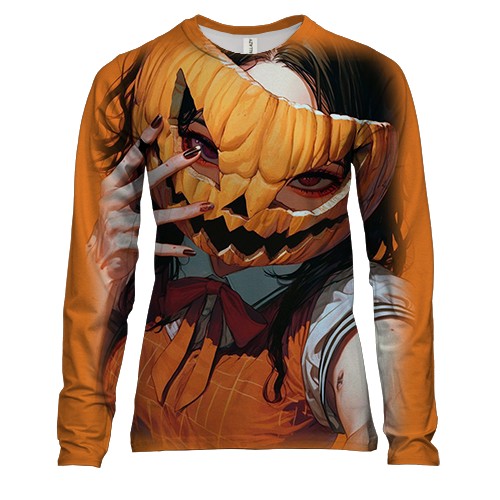 Жіночий 3D лонгслів Аніме дівчина, Хелловін (вид спереду)