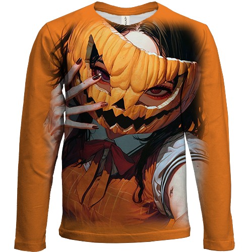 Детский 3D лонгслив Аниме девушка, Хэллоуин (вид спереди)