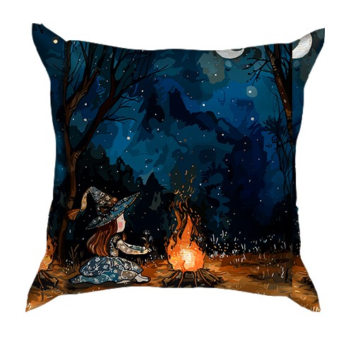 3D подушка Девочка и призрак, Хэллоуин (вид сзади)