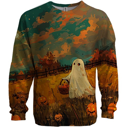 3D свитшот Призрак на поле, Хэллоуин (вид спереди)